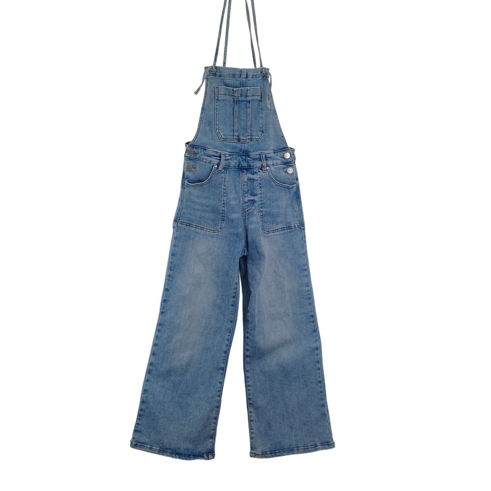 Risen Jeans Womens Light Wash Wide Leg Denim Overalls Blue Size S Retro Boho